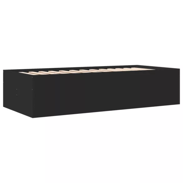 fekete kanapéágy fiókkal matrac nélkül 100x200 cm