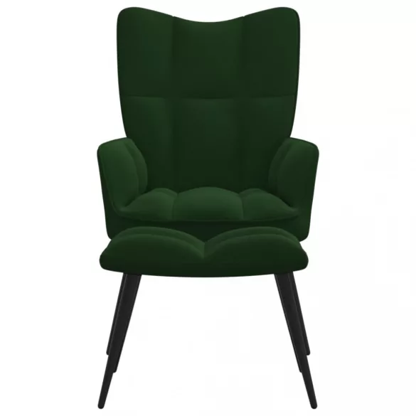 sötétzöld bársony pihenőszék lábtartóval