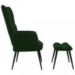 sötétzöld bársony pihenőszék lábtartóval