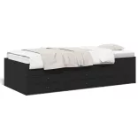 fekete kanapéágy fiókkal matrac nélkül 90x200 cm