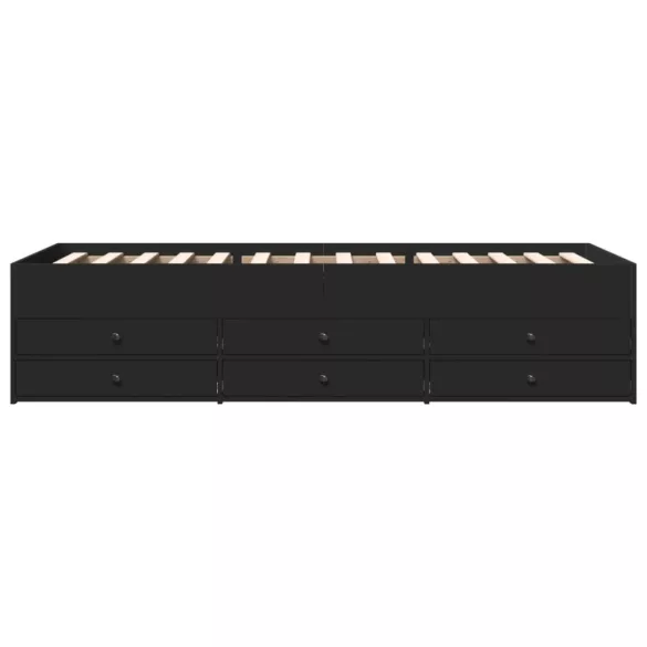 fekete kanapéágy fiókkal matrac nélkül 90x200 cm