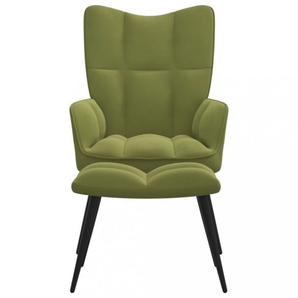 világoszöld bársony pihenőszék lábtartóval