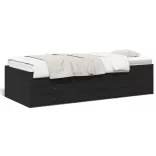 fekete kanapéágy fiókkal matrac nélkül 75x190 cm