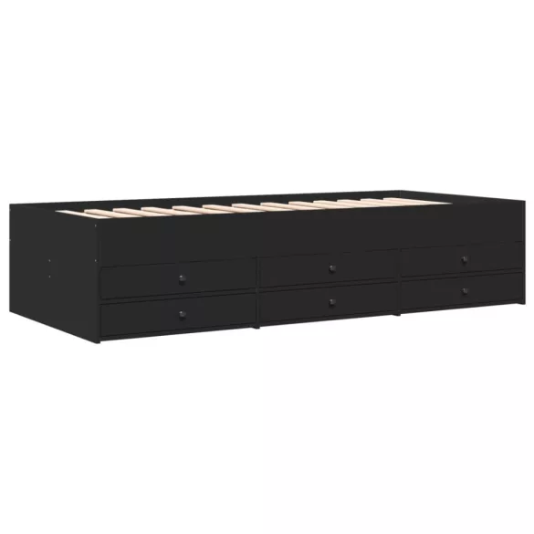 fekete kanapéágy fiókkal matrac nélkül 75x190 cm