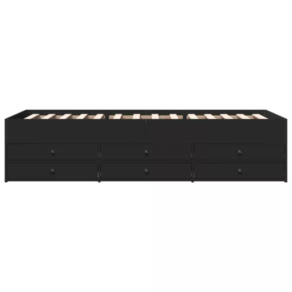 fekete kanapéágy fiókkal matrac nélkül 75x190 cm