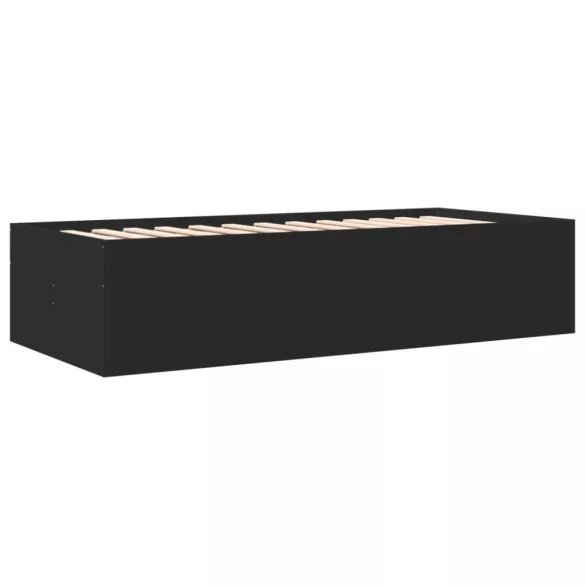 fekete kanapéágy fiókkal matrac nélkül 75x190 cm