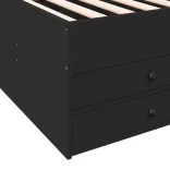 fekete kanapéágy fiókkal matrac nélkül 75x190 cm