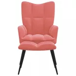 rózsaszín bársony pihenőszék lábtartóval