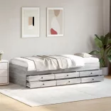 szürke sonoma kanapéágy fiókkal matrac nélkül 75x190 cm