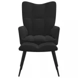 fekete bársony pihenőfotel zsámolynal