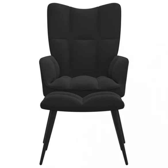 fekete bársony pihenőfotel zsámolynal