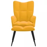 pihenőfotel zsámolynal mustárzöld bársonyból