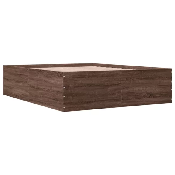 barna tölgyszínű szerelt fa ágykeret 150 x 200 cm