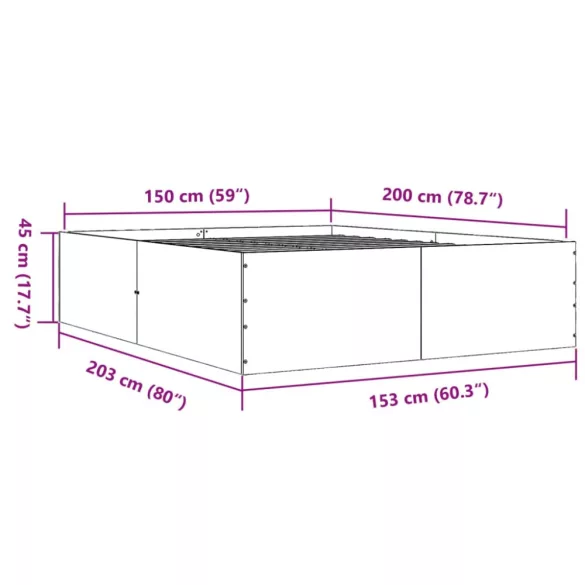 barna tölgyszínű szerelt fa ágykeret 150 x 200 cm