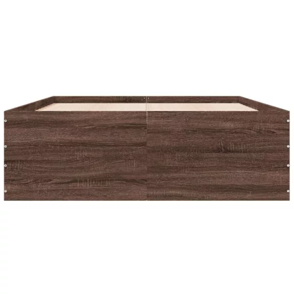 barna tölgyszínű szerelt fa ágykeret 135 x 190 cm