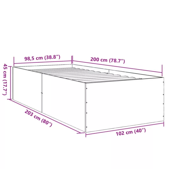 barna tölgyszínű szerelt fa ágykeret 100 x 200 cm