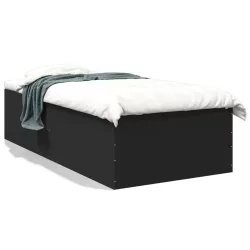 fekete szerelt fa ágykeret 75 x 190 cm