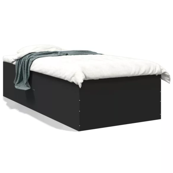 fekete szerelt fa ágykeret 75 x 190 cm