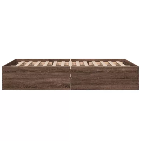 barna tölgyszínű szerelt fa ágykeret 135 x 190 cm