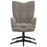 világosszürke bársony pihenőszék lábtartóval