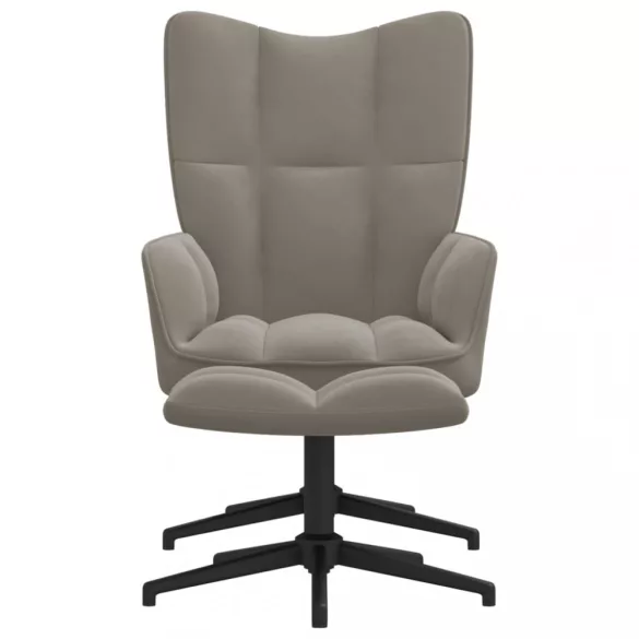 világosszürke bársony pihenőszék lábtartóval