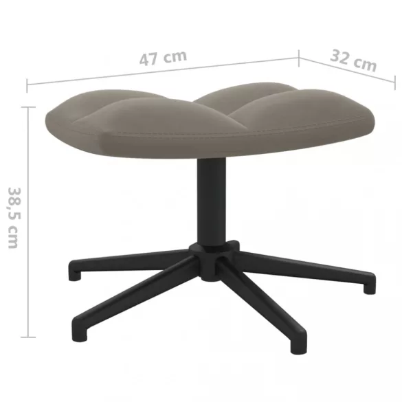 világosszürke bársony pihenőszék lábtartóval