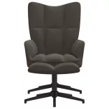 sötétszürke bársony pihenőfotel lábtartóval