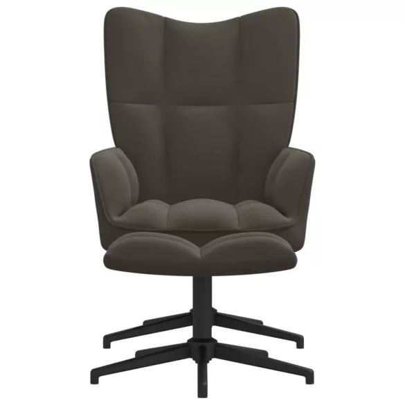 sötétszürke bársony pihenőfotel lábtartóval