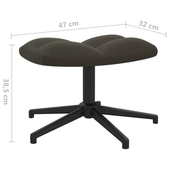 sötétszürke bársony pihenőfotel lábtartóval