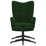 sötétzöld bársony pihenőszék lábtartóval