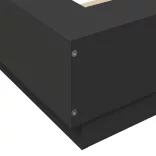 fekete szerelt fa ágykeret LED-világítással 150 x 200 cm