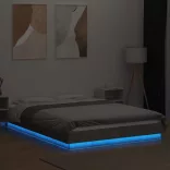 betonszürke szerelt fa ágykeret LED-del 120 x 200 cm