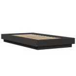 fekete szerelt fa ágykeret LED-világítással 100 x 200 cm
