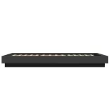 fekete szerelt fa ágykeret LED-világítással 100 x 200 cm