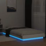 fehér szerelt fa ágykeret LED-del 90 x 200 cm