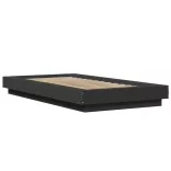 fekete szerelt fa ágykeret LED-világítással 90 x 200 cm