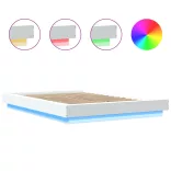 fehér szerelt fa ágykeret LED-del 120 x 190 cm