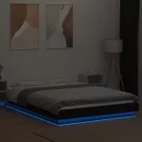 fekete szerelt fa ágykeret LED-del 120 x 190 cm
