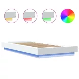 fehér szerelt fa ágykeret LED-világítással 90 x 190 cm