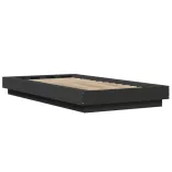 fekete szerelt fa ágykeret LED-világítással 90 x 190 cm