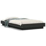 fekete szerelt fa ágykeret LED-del 75x190 cm