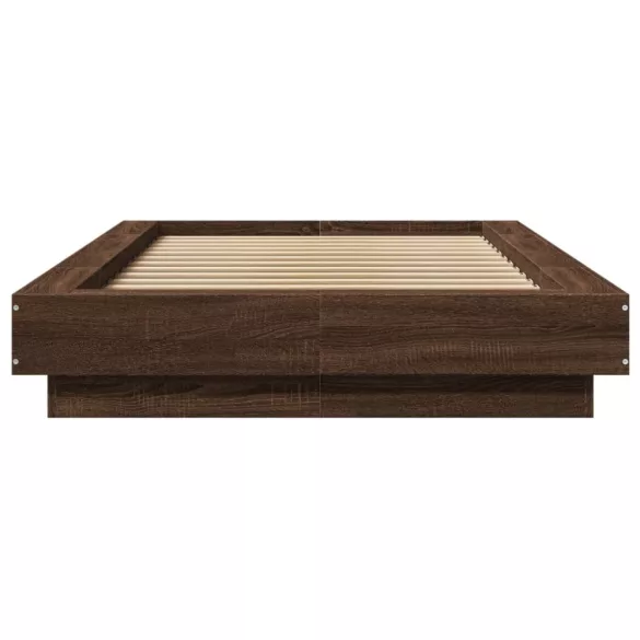 barna tölgyszínű szerelt fa ágykeret LED-del 75 x 190 cm