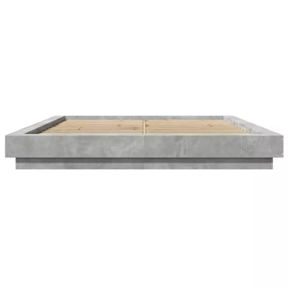 betonszürke szerelt fa ágykeret 150 x 200 cm