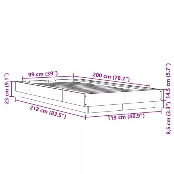 fehér szerelt fa ágykeret 100 x 200 cm