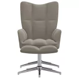 világosszürke bársony pihenőszék lábtartóval