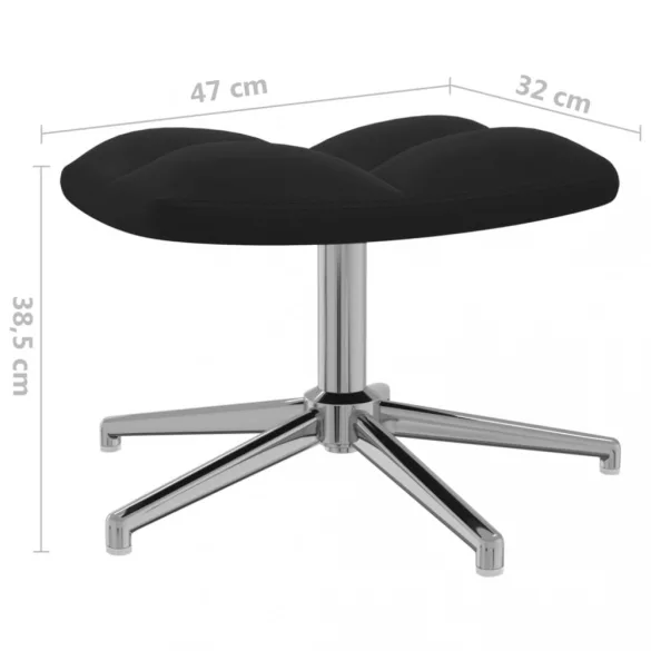 fekete bársony pihenőfotel lábtartóval