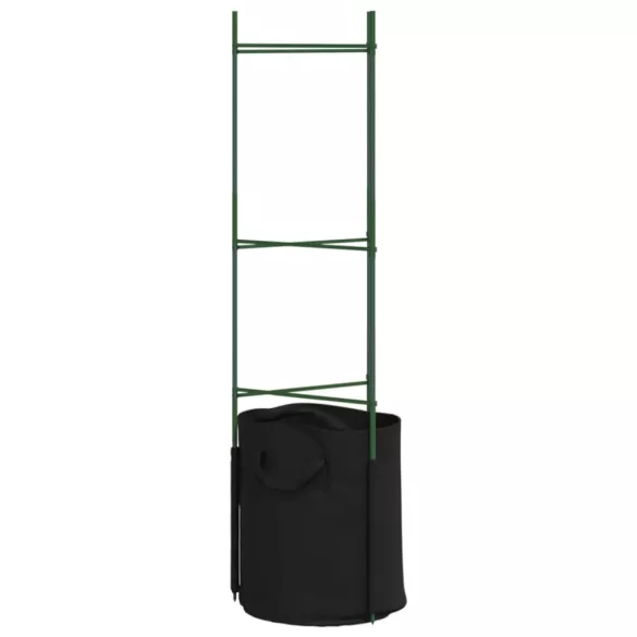 6 db acél és polipropilén paradicsomketrec növényzsákkal 116 cm