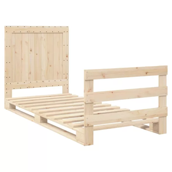 tömör fenyőfa ágykeret fejtámlával 90 x 200 cm
