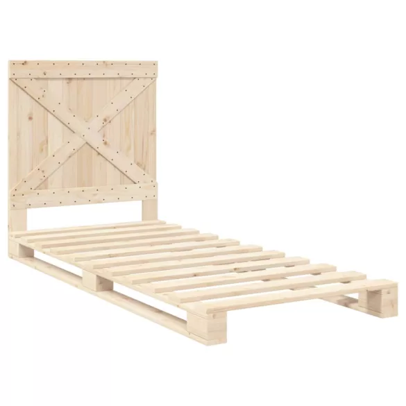 tömör fenyőfa ágykeret fejtámlával 90 x 200 cm
