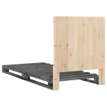 szürke tömör fenyőfa ágykeret fejtámlával 90 x 200 cm